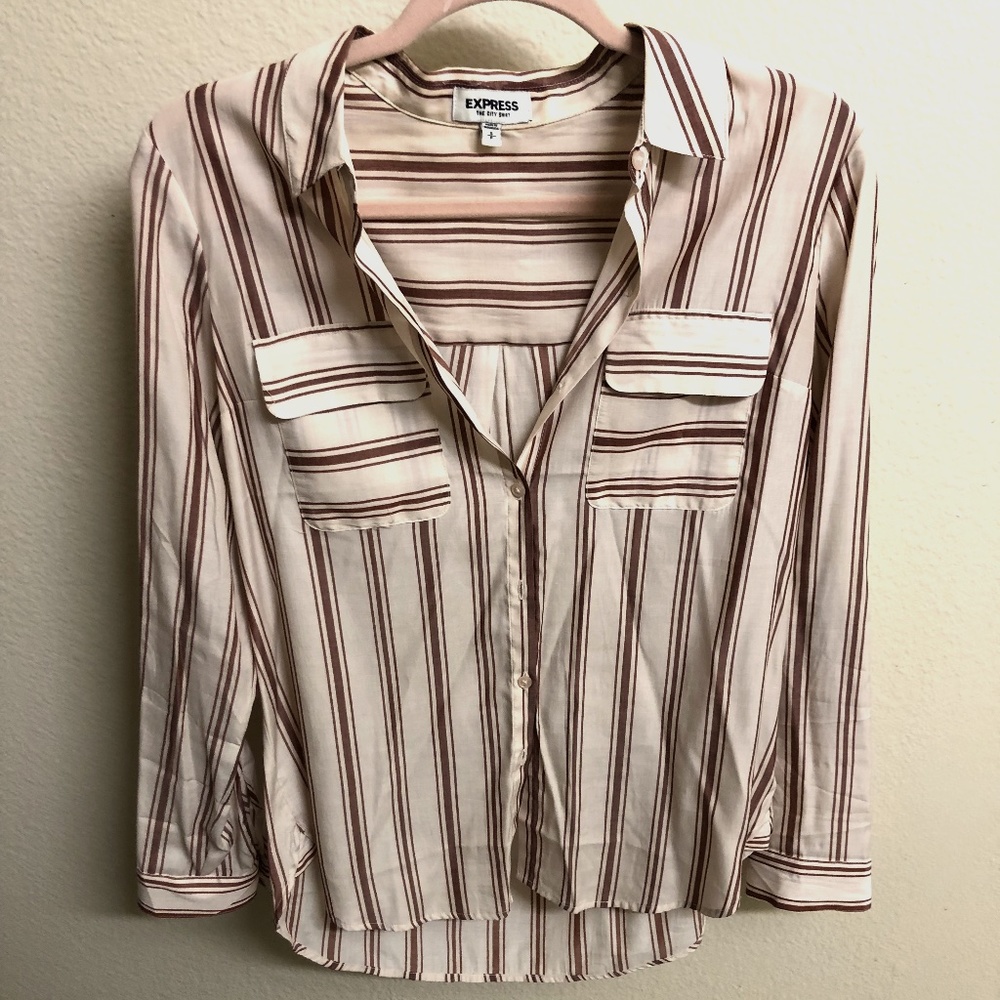 Express Small The City Shirt Red Stripe Button Up